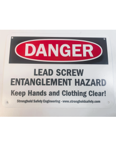 Safety Sign - Lathe Lead Screw - Laminated Plastic