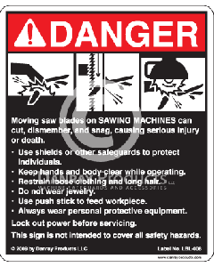 Danray Safety Sign - Sawing Machines